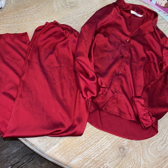 Victoria's Secret Other - Victoria's Secret Vintage  2 Piece red Satin Pajamas Set Sz S